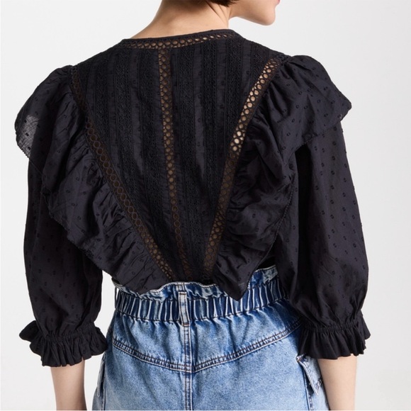 Farm Rio Black Ruffled Women's Top - Picture 4 of 4